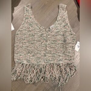 Love Knits Fringed Knit Crop Top